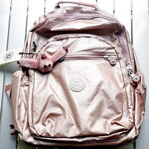 brand new Kipling reduced Large 44cm 15" Laptop  Seoul Backpack rose gold pink